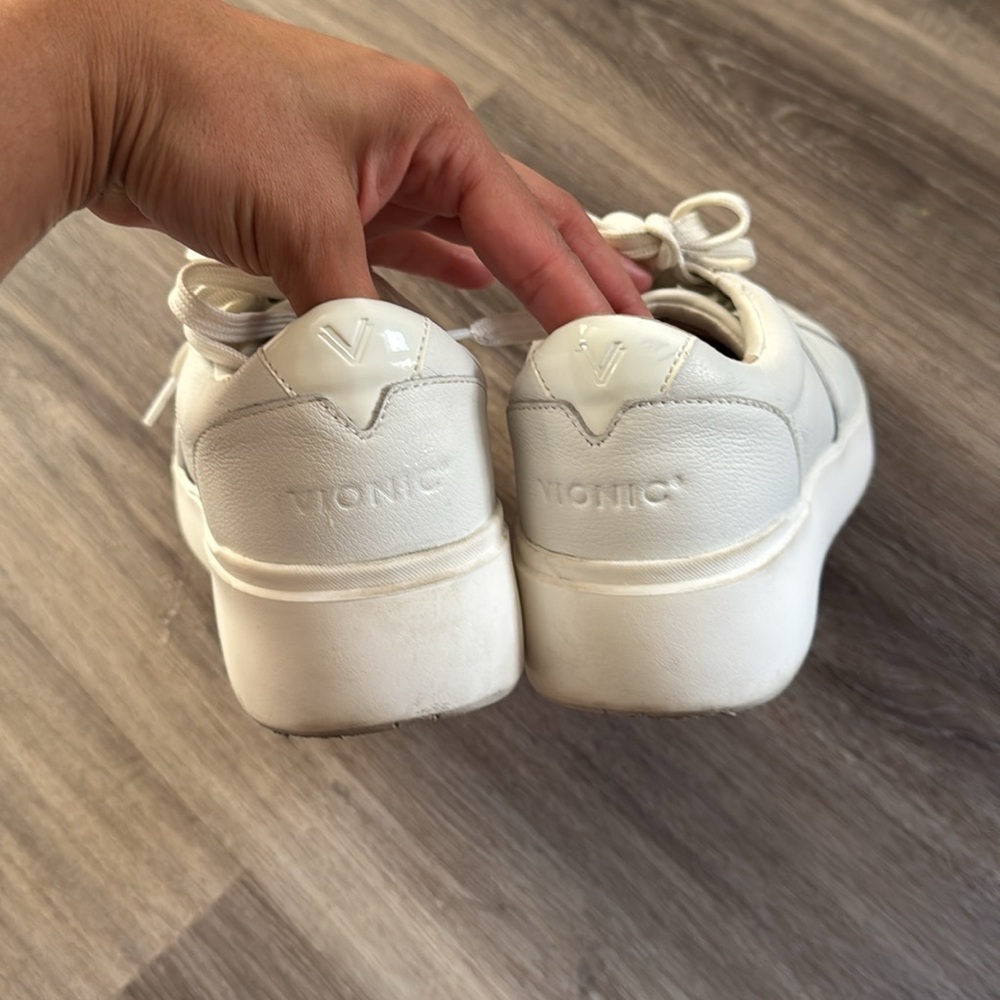Vionic Kearny Lace Up Platform Sneaker 8.5 White Platform Leather Athletic Shoes - Picture 6 of 9